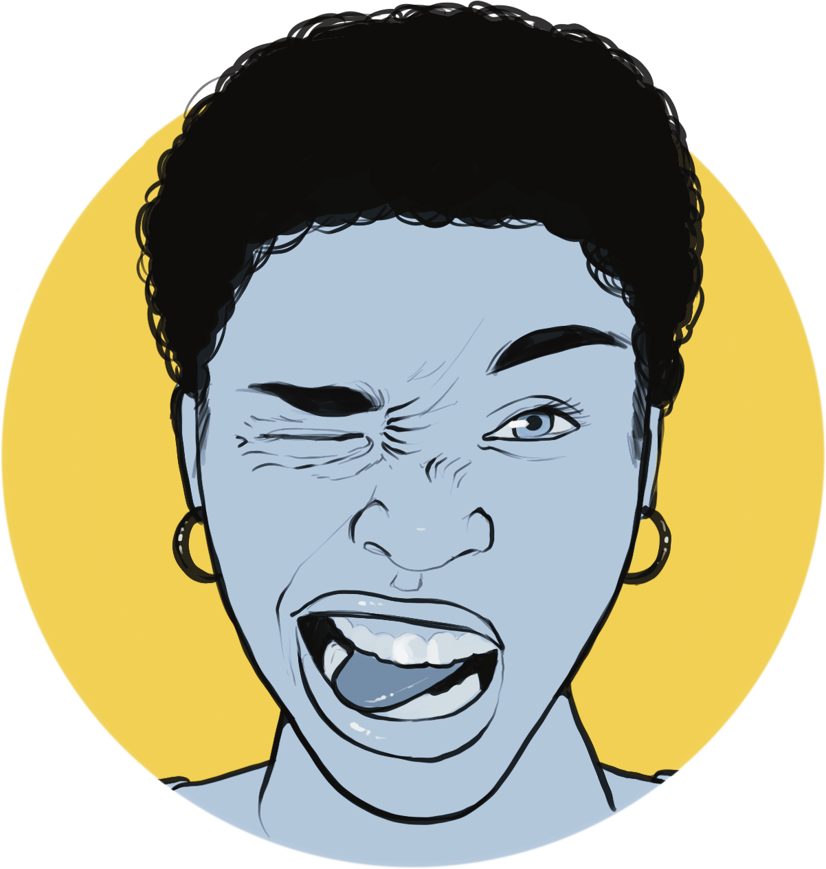 icon of a person making a silly face.