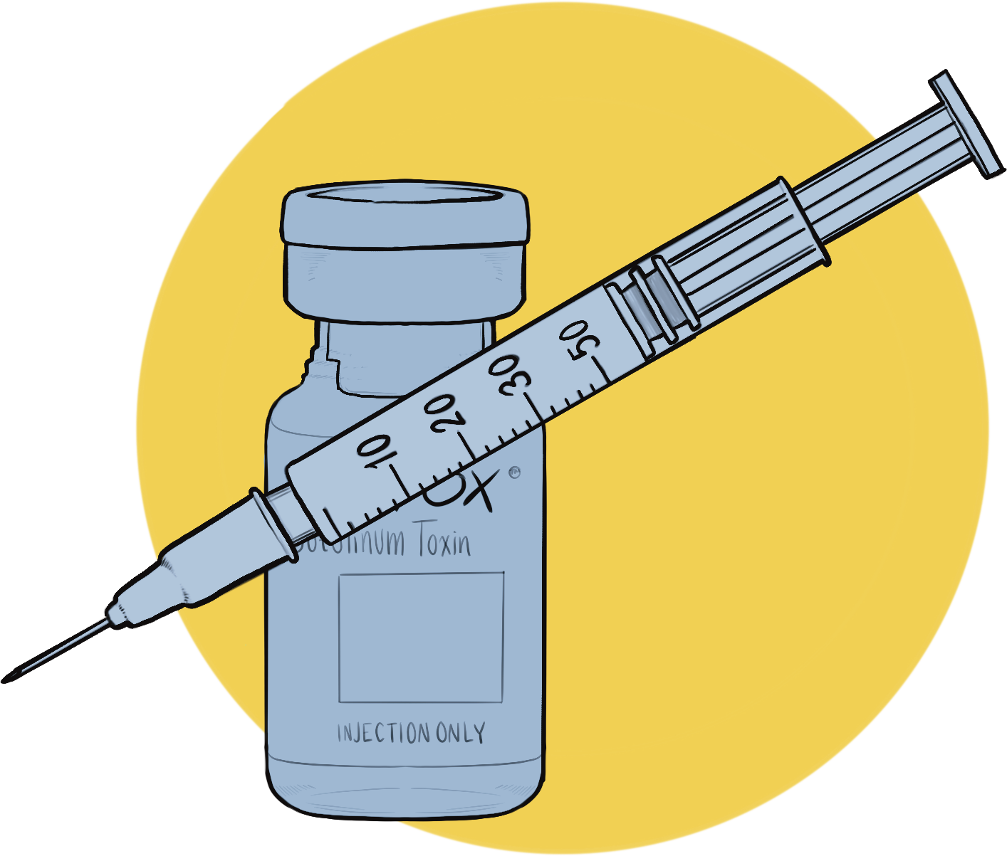 icon of Botox vial and syringe.
