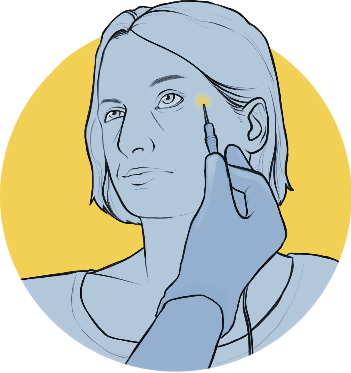 icon of person getting a facial EMG reading.