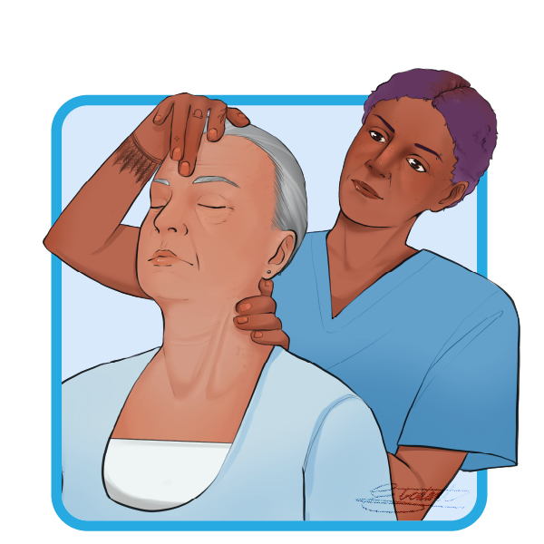 Image of a physiotherapist massaging a patient's face.
