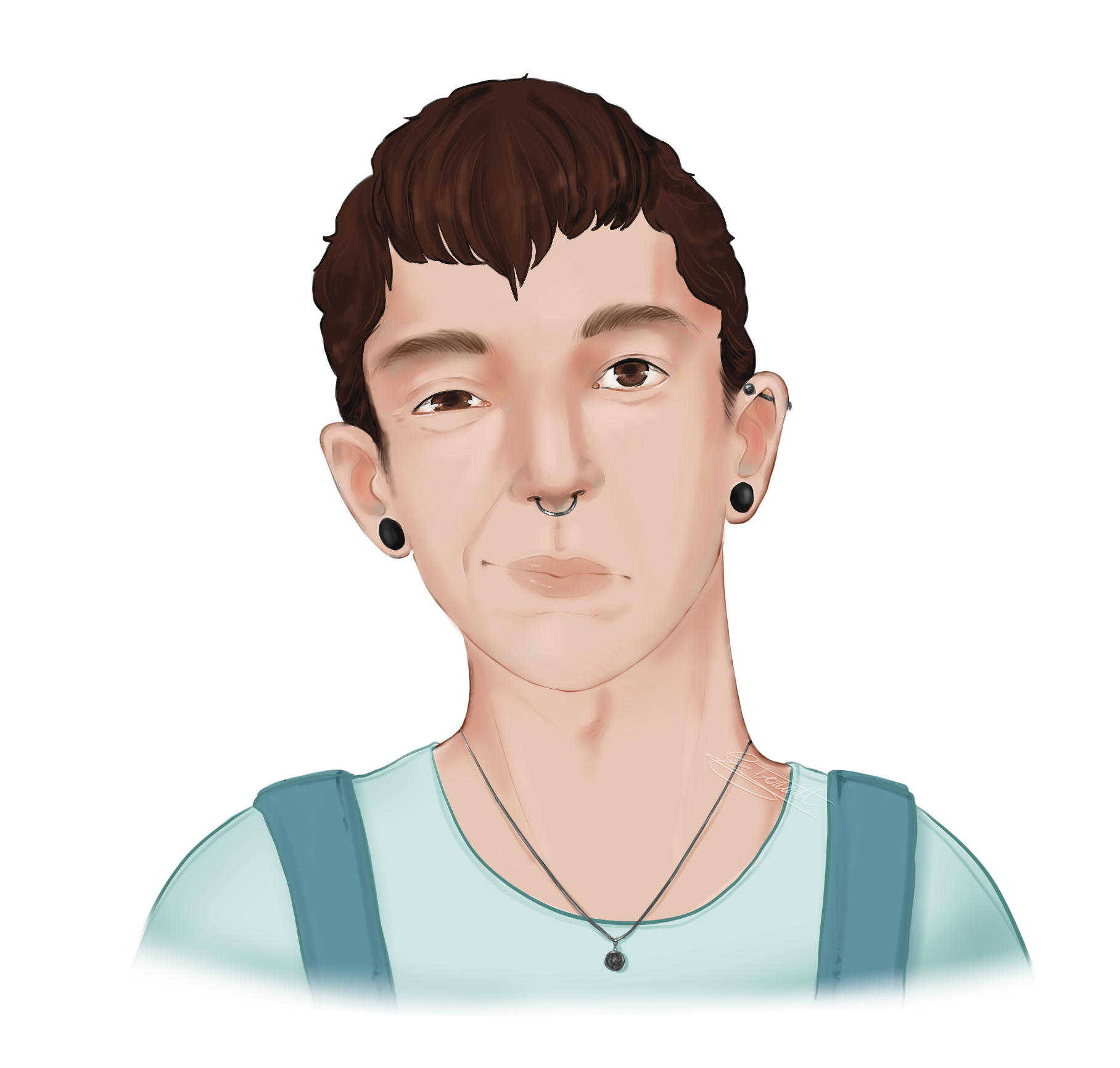 An image of a young nonbinary person with left-sided facial paralysis.
